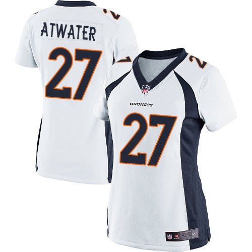 Women's Limited Steve Atwater Nike Jersey White Road - #27 NFL Denver Broncos